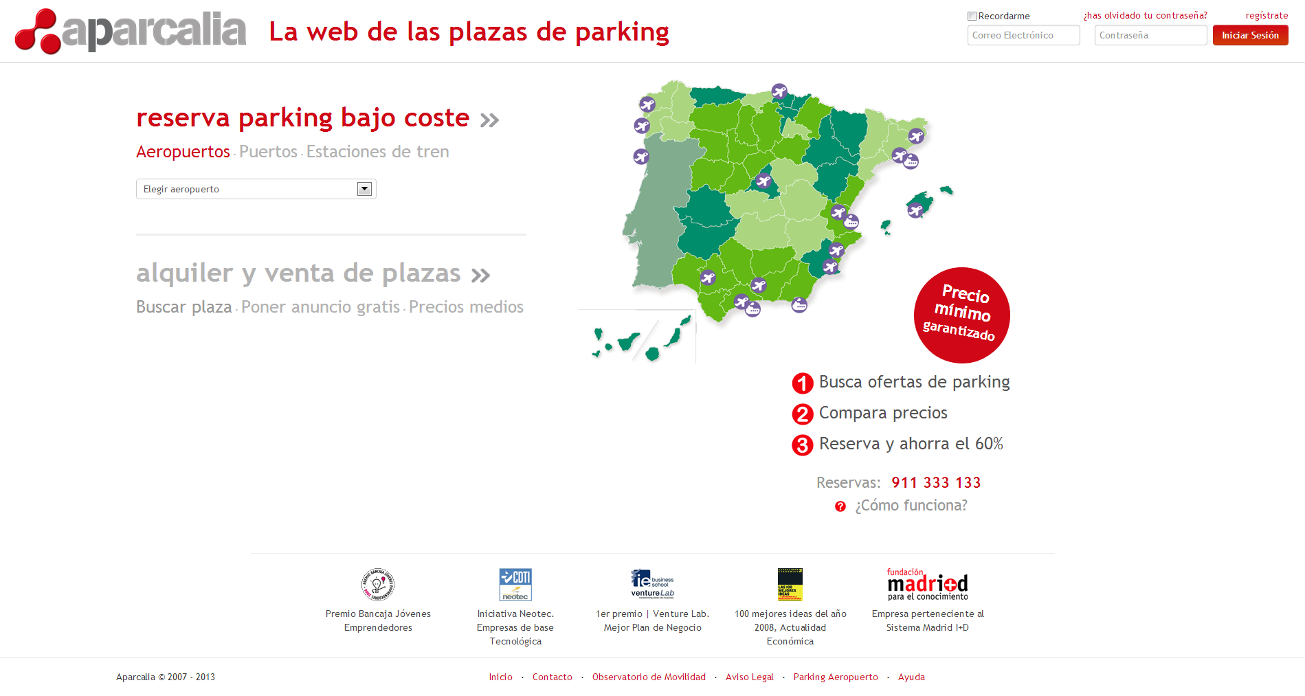 aparcalia, la web de las plazas de parking